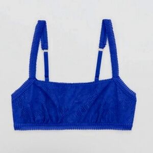 Aerie Coral Lace Bandeau Bralette Blue Size Small NWT